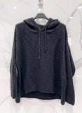 Stickad hoodie Black