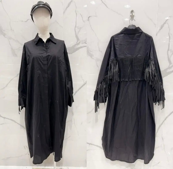 Skjortklänning med fransar